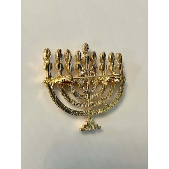 Sparkling Menorah Blue Rhinestone Brooch - Picture 6 of 8